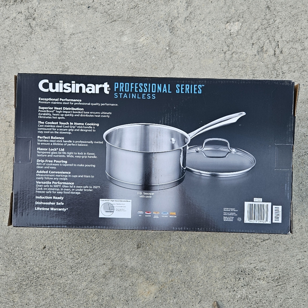 Cuisinart Professional Series Stainless Steel Cookware. 3 Qt Saucepan With Lid. - Picture 2 of 2